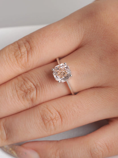 Potiy 2ct Octagon Rose Cut Morganite Pink CZ Solitaire Ring – 925 Sterling Silver Women’s Jewelry Gift with Certificate