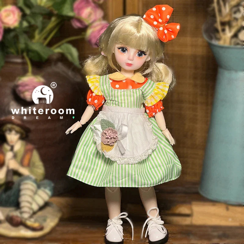 30cm 1/6 BJD Ball Jointed Doll – Starry Gray Eyes with Lolita Fashion Dress, DIY Toy Gift for Girls