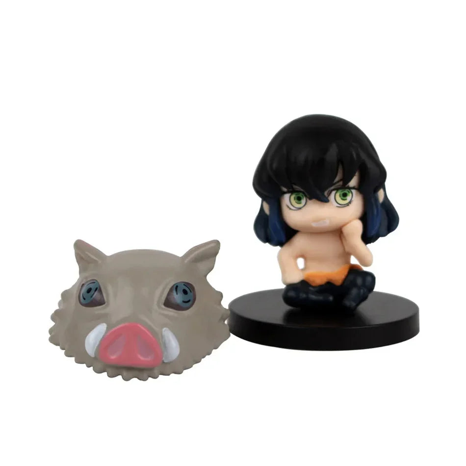5-Style Q Version Demon Slayer Sitting Ghost Dolls – Tanjiro, Nidouzi, Inosuke & Zenitsu Action Figures