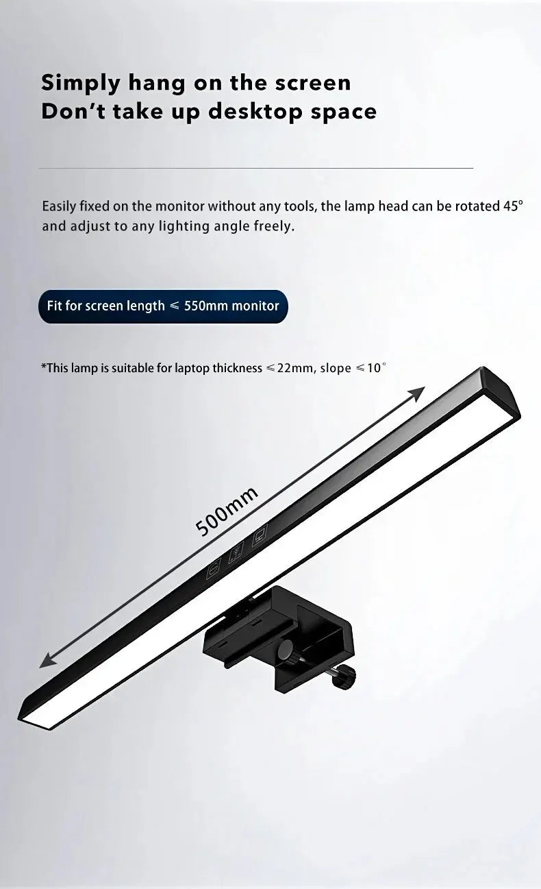LED Monitor Light Bar Desk Lamp – 33cm & 50cm USB-Powered Dimmable Screen Light for Office & Reading