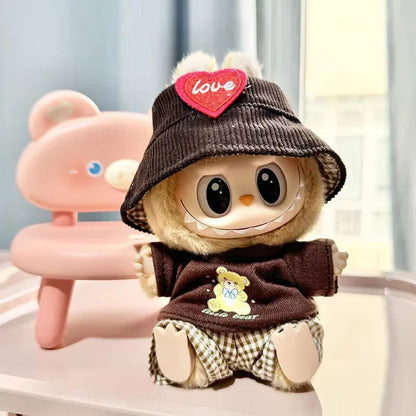 17cm Mini Plush Doll Clothes — Kpop EXO Labubu I & II Idol Doll Outfit Set, Overalls for Sitting & Party, Doll Accessories Gift