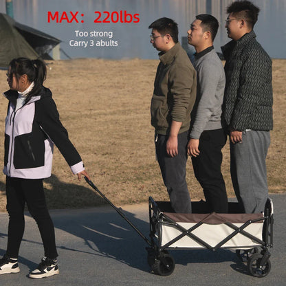 Heavy Duty Large Capacity Folding Wagon – Collapsible Portable Utility Cart for Shopping, Beach & Garden
