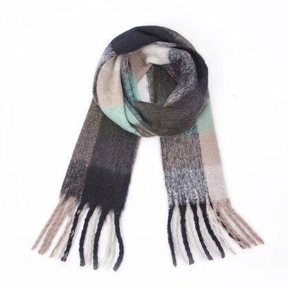2025 Women's Winter Thick Cashmere Scarf – Warm Pashmina Shawl with Rainbow Tassels & Wraps