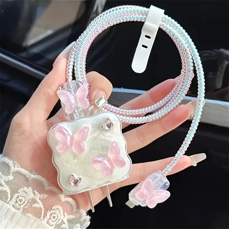 Butterfly Charging Cable Protector Case – Anti-Break Fast Charge Cable Guard for iPhone 18W/20W Data & Charger Protection Rope