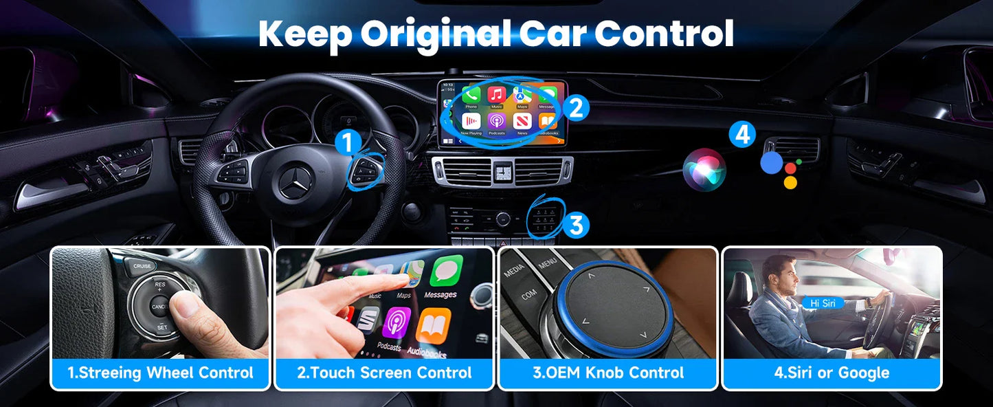 2-in-1 Wired to Wireless CarPlay & Android Auto Adapter — Plug & Play Wireless Car Multimedia Adapter