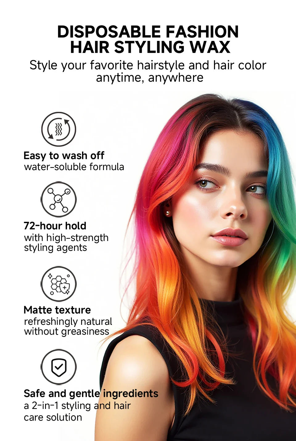 13-Color Halloween Hair Wax – 50g/120g DIY Temporary Hair Dye Cream for Men & Women, Party, Cosplay & Daily Use