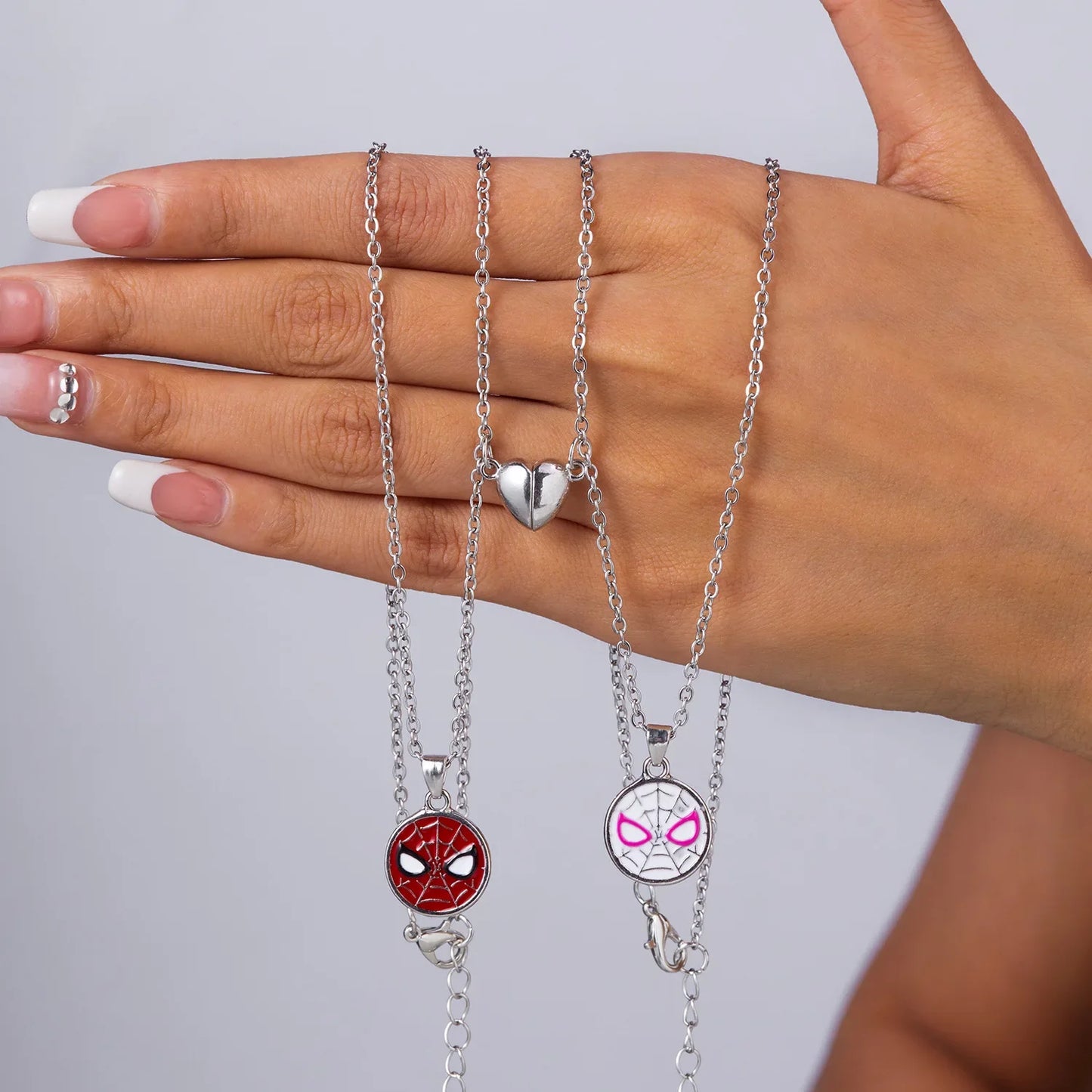 2pcs Marvel Spiderman Necklace – Best Friend & Couple Neck Accessories, Superhero Gift for BFFs