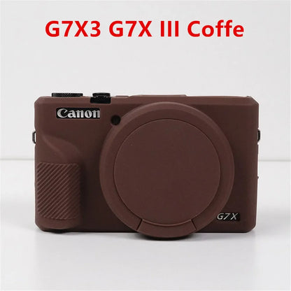 Canon G7X Silicone Camera Case - Soft Rubber Shockproof Body Cover with Lens Cap for G7X Mark II III G7XII G7X2 G7XIII G7X3