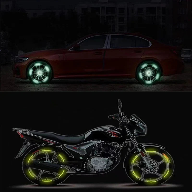 20pcs Reflective Car Wheel Hub Sticker: Luminous Rim Strips for Night Driving | Bike & Motorcycle Wheel Accessories