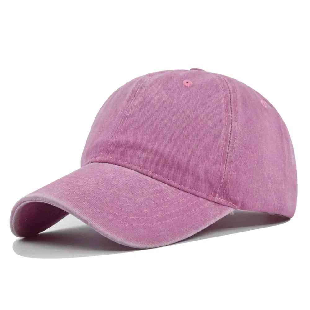 Baseball Snapback Cap – Pure Color Cowboy Hat, Water-Washed Hip Hop Fitted Cap for Men & Women, Spring & Autumn