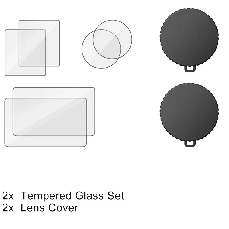 DJI Osmo Action Screen Protector & Lens Cover Kit — Tempered Glass Film with Bag Case for Action 3, 4, 5 Pro Accessories
