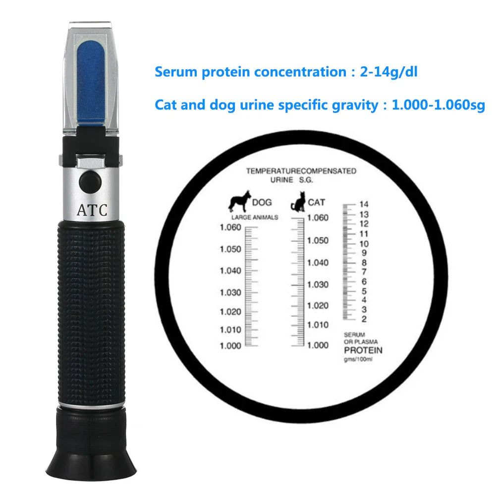 Animal Pet Refractometer | Urine Specific Gravity Tester for Dogs, Cats | Clinical Serum Plasma Protein Hemoglobin Tester | Veterinary Tools