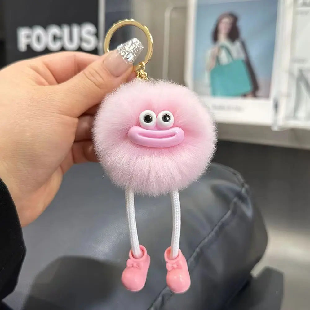 Cute Big Eyes Plush Keychain – Cartoon Briquettes Car & Bag Pendant Style