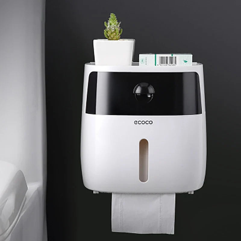 Portable Toilet Paper Holder - Wall-Mounted Bathroom Tissue Dispenser & Storage Box