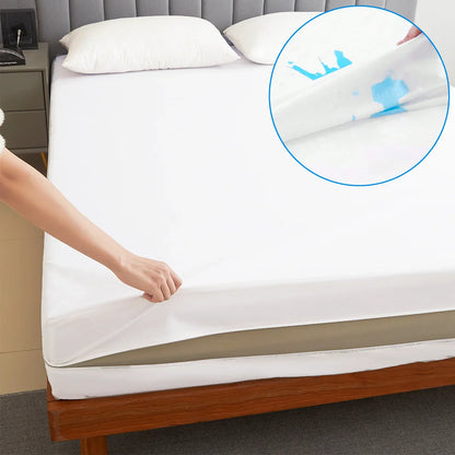 Waterproof Mattress Protector with Zipper - Soft, Breathable & Noiseless Cover for Single, Double, Queen, or King Size Bed