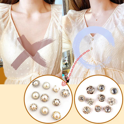 10Pcs Button Brooch Neckline Decorative Pins: Collar Buckle for Fixing Clothes - Invisible Anti-Light Artifact