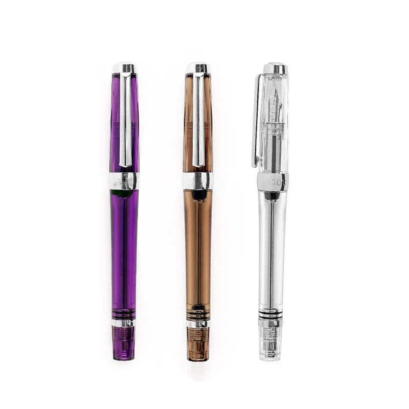 Yongsheng 3013 Transparent Resin Fountain Pen – Vacuum Negative Pressure, EF/F Tip for Calligraphy & Student Practice