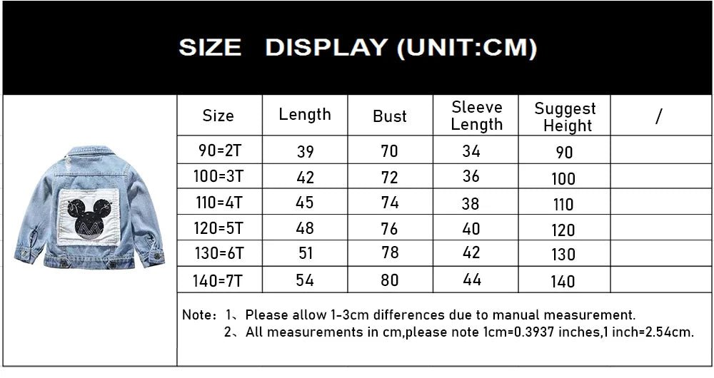 Mickey Denim Jacket for Kids – Cartoon Jean Coat for Boys & Girls, Stylish Autumn Outerwear