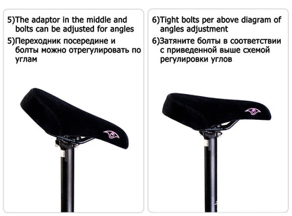 Funsea Wheelie Bike Seat – Pink Flannelette Stunt Saddle for Girls with 8mm Rail & Embroidered Logo