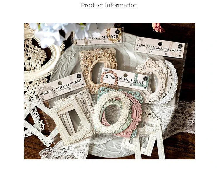 Mr.Paper 10 Sheets Hollow Relief Design Cardstock - European Architectural Modeling, Retro DIY Creative Materials