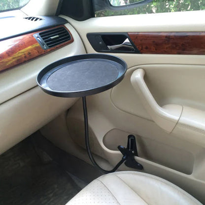Car Food Tray with Clamp Bracket - Folding Dining Table Drink Holder, Back Seat Water Cup Holder, Car Swivel Tray Pallet