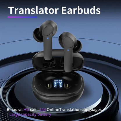 Smart Translate Earbuds — Real-Time Voice Translator, 144 Languages, Online & Offline, 4 Modes, 98% Accuracy