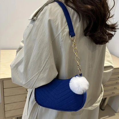 Mini Women's Shoulder Bag - Fashion Felt Underarm Saddle Handbag
