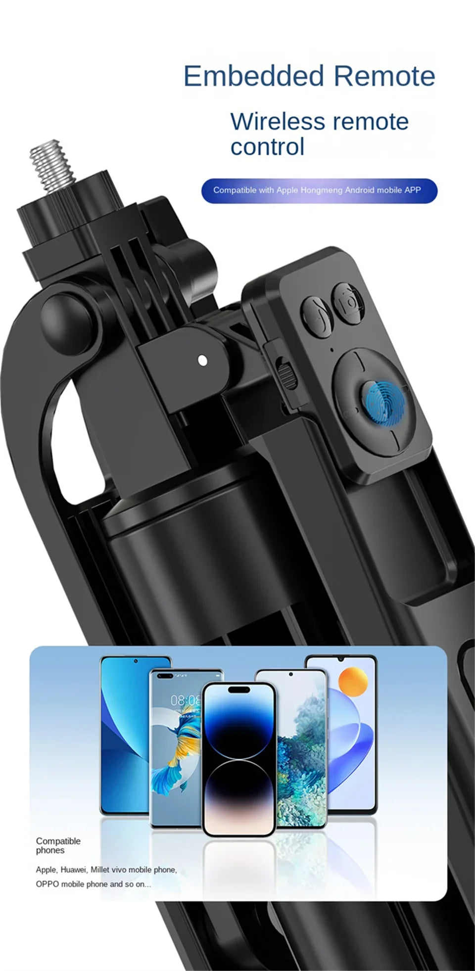 COOL DIER Smartphone Tripod – Bluetooth Shutter Selfie Stick Stand with Wireless Phone Holder