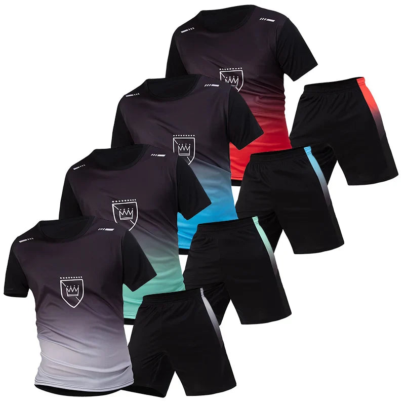 Men’s 2-Piece Summer Sports Set – Quick-Dry Breathable Short Sleeve T-Shirt & Pocket Running Shorts