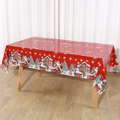Christmas Santa Claus Tablecloth - Holiday Dining Table Cover Decor for Home, Navidad Noel & New Year Celebrations 2025