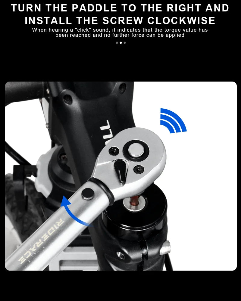 RIDERACE 15PCS Bicycle Torque Wrench Set | 1/4" 2-24Nm Dual Direction Allen Key & Socket Spanner Kit