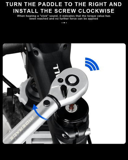 RIDERACE 15PCS Bicycle Torque Wrench Set | 1/4" 2-24Nm Dual Direction Allen Key & Socket Spanner Kit