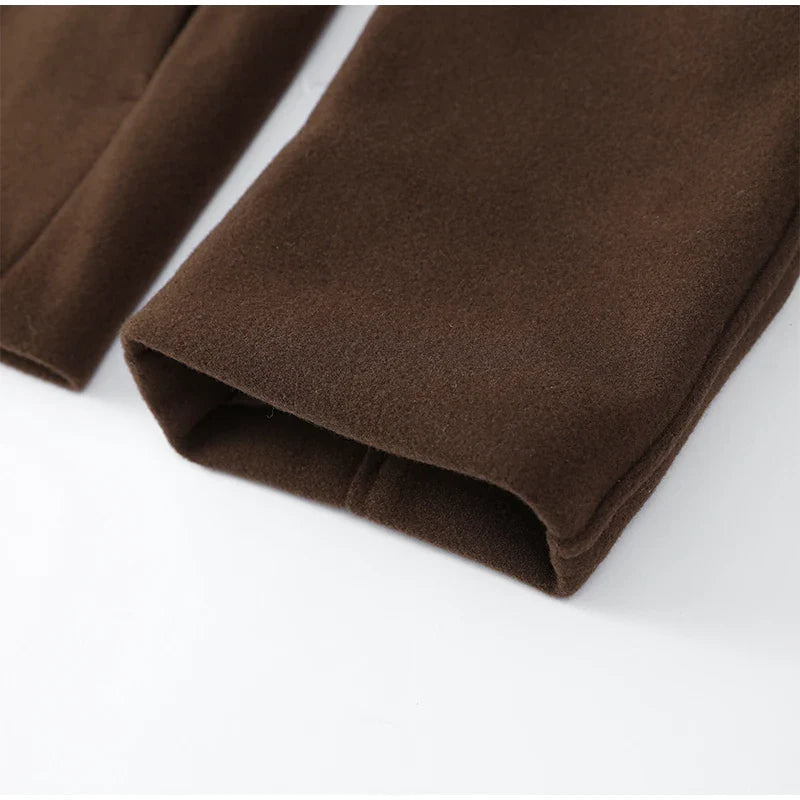 2024 Women's Elegant Solid Wool Blend Cardigan Coat – Round Neck, Single Button, Long Sleeve High Street Outwear