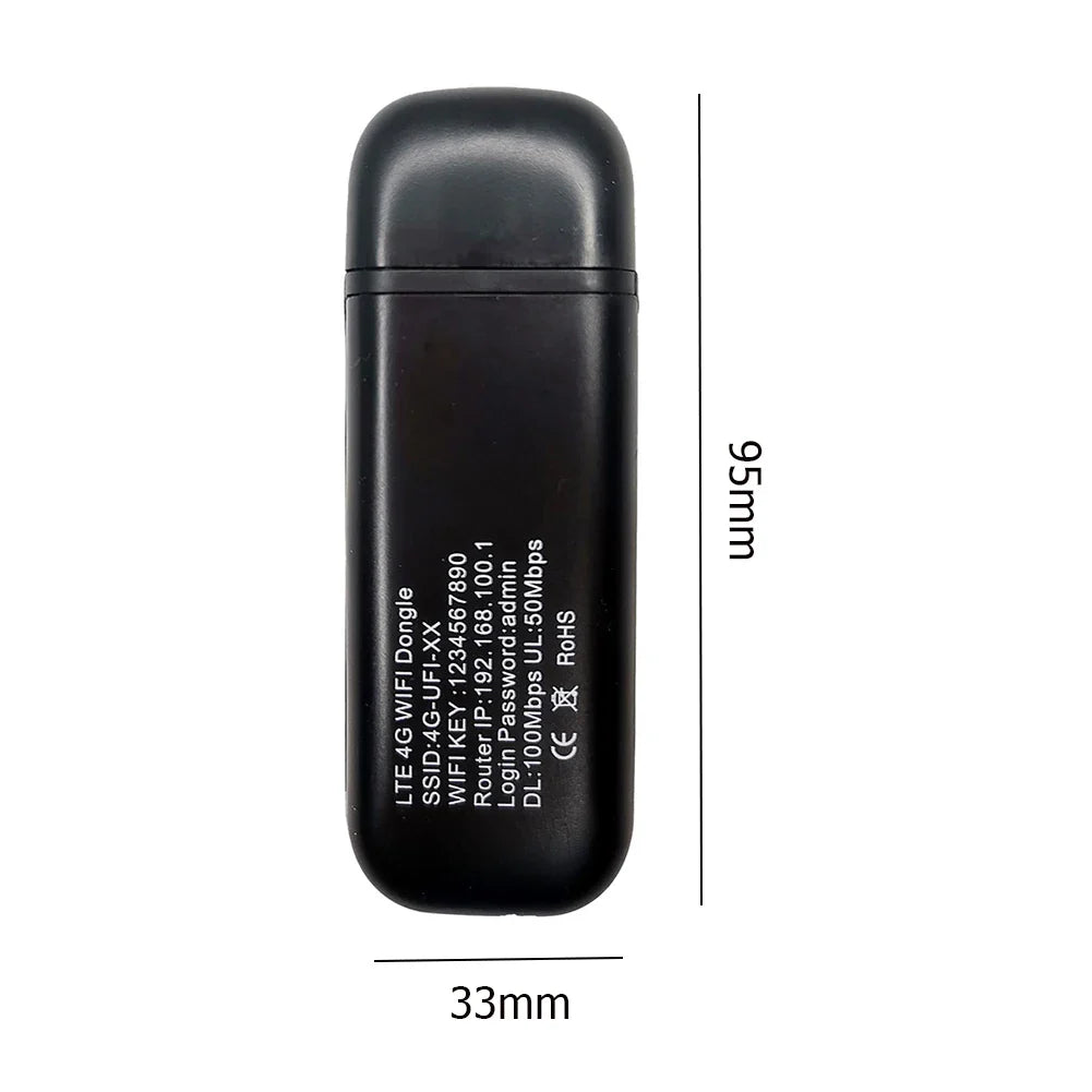 4G LTE USB Modem Dongle — 150Mbps Wireless WiFi Mobile Router with SIM Card Slot for Home & Office Pocket Hotspot