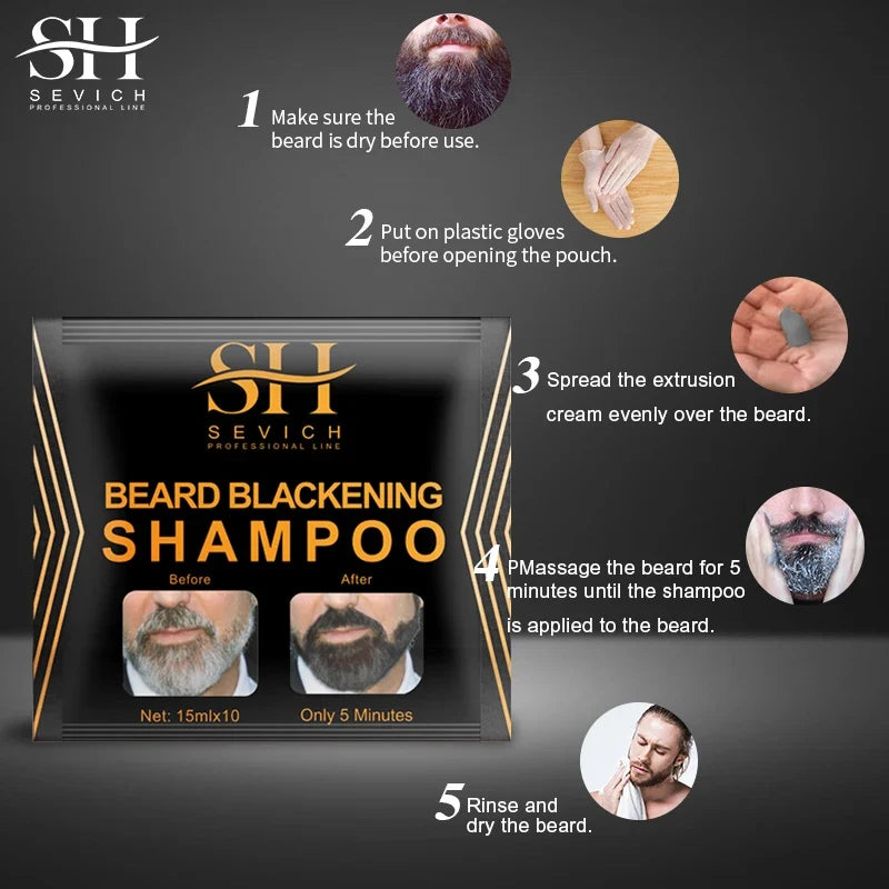 Black Beard Dye Cream - 3-Minute Fast Gray Coverage and Natural Beard Coloring