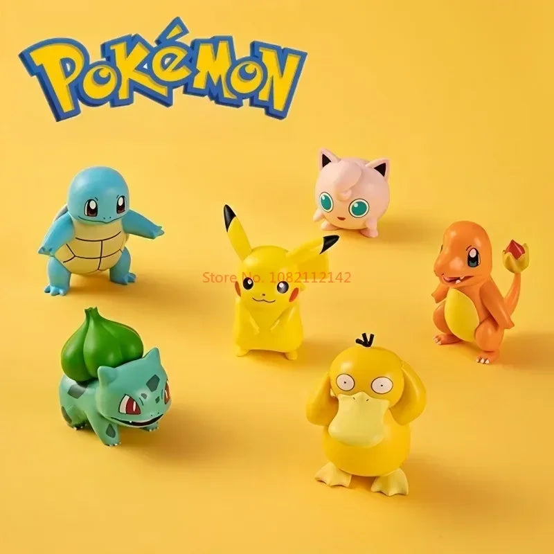 Pokemon Large Figure Set — Pikachu, Charmander, Eevee, Squirtle & Pokeball Doll Figurines, Kids Collectible Toys & Gifts