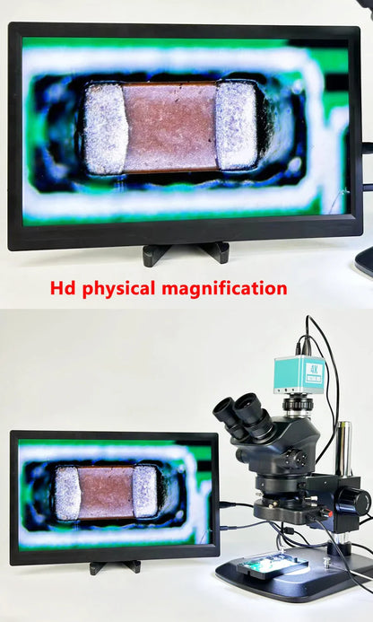 3.5-200X Simul-Focal Stereo Trinocular Microscope Set – 4K/2K/1080P HDMI VGA USB Camera, Clamp & Folding Extension Base