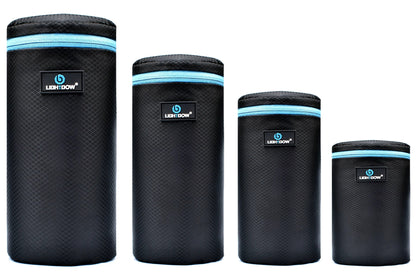 Lightdow 4-Size DSLR Lens Bag Set — Soft Protective Pouches S/M/L/XL for Camera Lenses