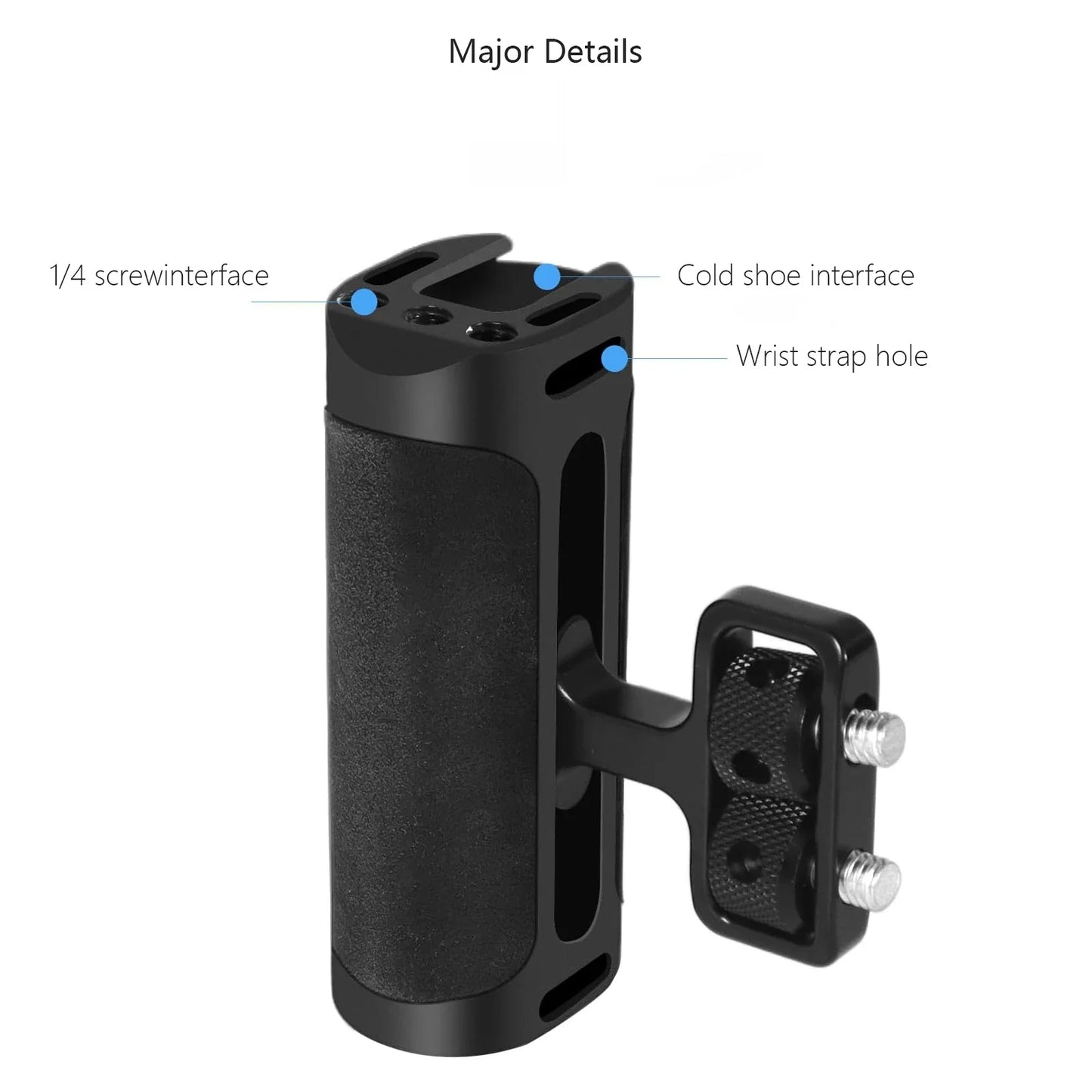 Probty Mini Side Handle Handgrip – Cold Shoe & 1/4"-20 Mount for DSLR/Digital Camera Cage