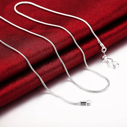 10PCS 925 Sterling Silver Snake Chain Necklaces — 1mm, 16–30 Inch for Women & Men, Fashion Jewelry
