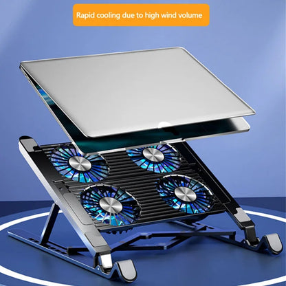 New Foldable Laptop Cooler Base Stand - Portable Cooling Pad with 4 Fans, Adjustable Notebook Stand for 13-17.3 Inch Laptops
