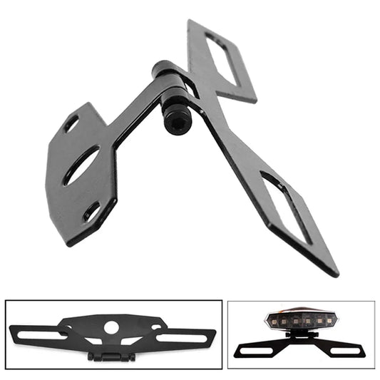 Motorcycle License Plate Bracket & Taillight Mount — Folding Number Plate Frame, Universal Motorbike Accessory