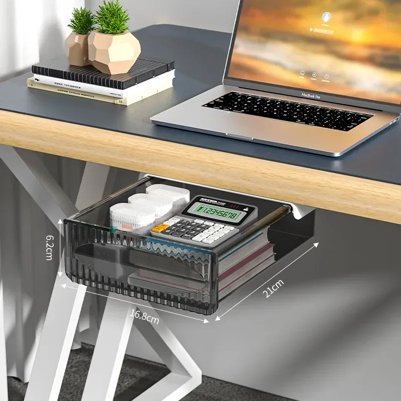 Invisible Pull-Out Storage Box — Large Capacity Hanging Under-Desk Drawer Organizer for Table & Workspace