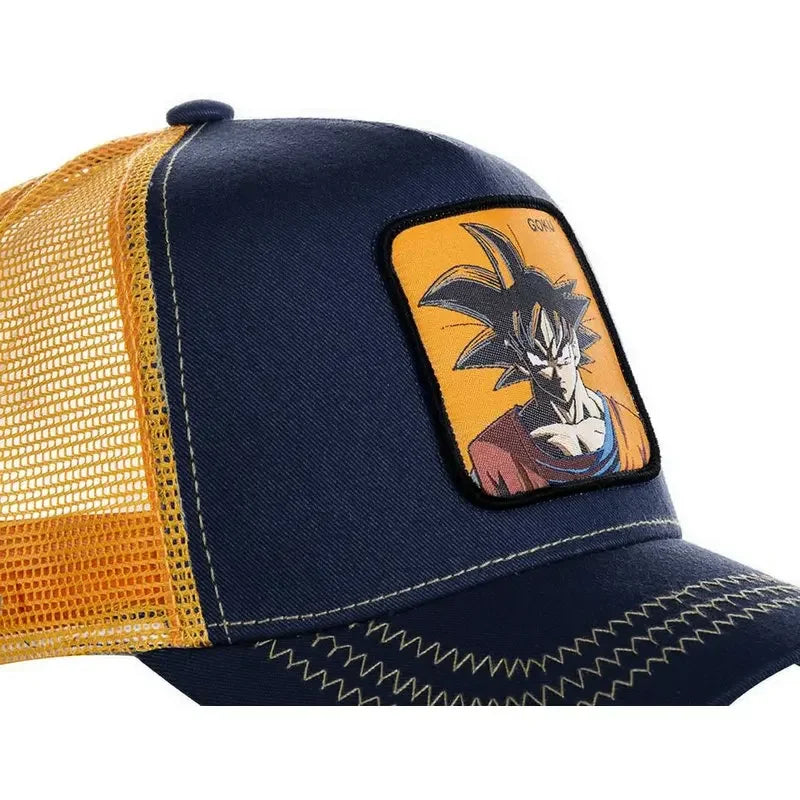 Dragon Ball Son Goku Trucker Cap - Embroidered Adjustable Mesh Sun Visor Hat for Men Summer Travel