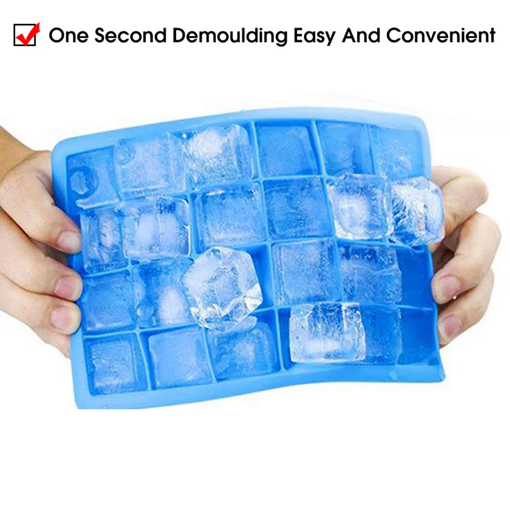 24-Hole Silicone Ice Tray — Square Mold for Ice, Food, Cheese, Jelly, with or without Lid
