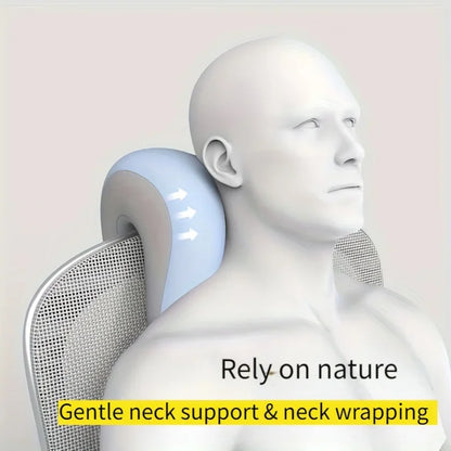 Ergonomic Office Nap Pillow – Portable Light Blue Neck Support Cushion with Adjustable Strap for Supine & Natural Sleep