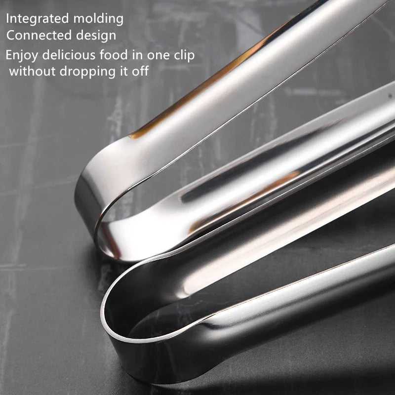 Stainless Steel Grill Tongs – Non-Slip Food Clip, BBQ Steak, Bread Tong, Cooking Utensils, Party Kitchen Gadgets