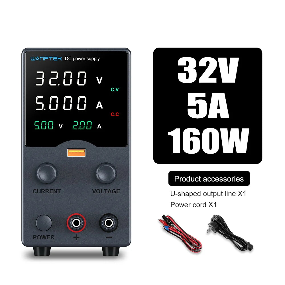 Wanptek DC Power Supply – Adjustable 30V 10A / 60V 5A Lab Bench Voltage Regulator, Variable 120V 3A Power Supply