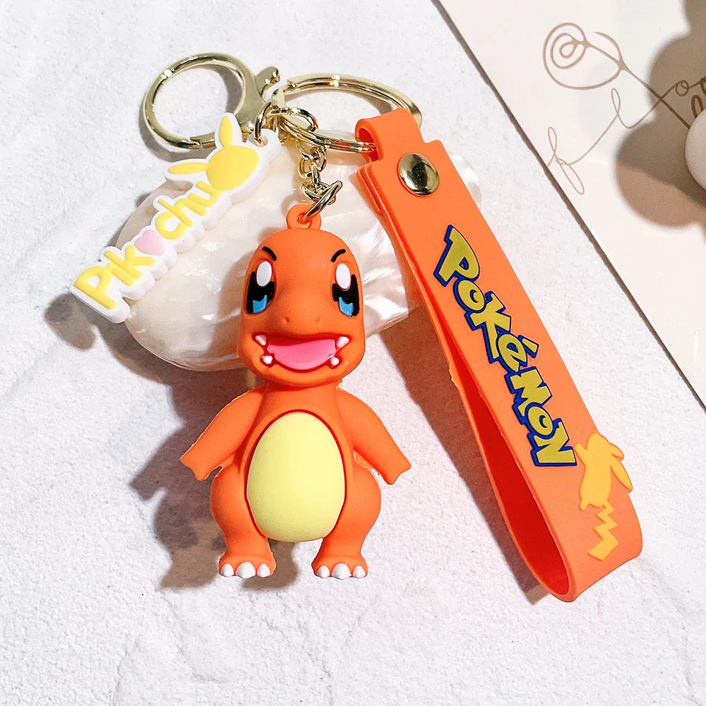 Pokemon Keychain – Pikachu, Charmander & Psyduck Anime Toy, Kawaii Cartoon Doll Pendant for Car, Bag, Kid Gift