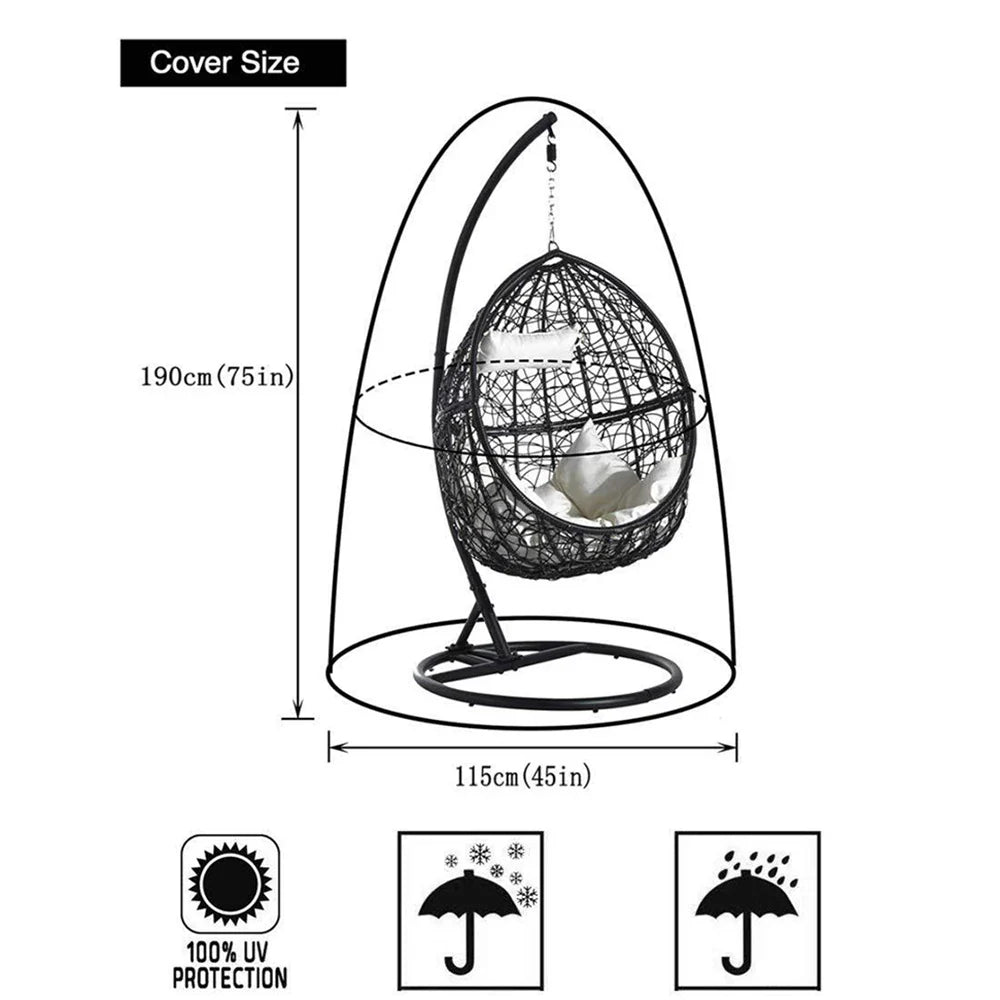 Outdoor Hanging Chair Cover: Waterproof Rattan Seat Protector with Zipper - Anti-UV Sun Protection for Garden Swing Egg Chairs